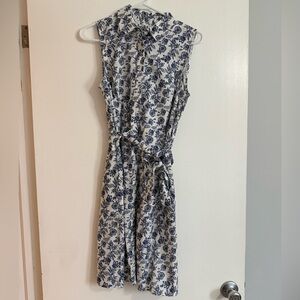 Sleeveless White and Blue Floral Tommy Hilfiger Dress
